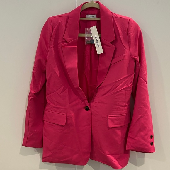 The Workshop Studio Women's Fuchsia Single-Button Oversized Blazer Jacket Size S - Picture 5 of 7